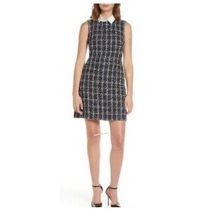 Eliza J Boucle Tweed Dress with Detachable Collar